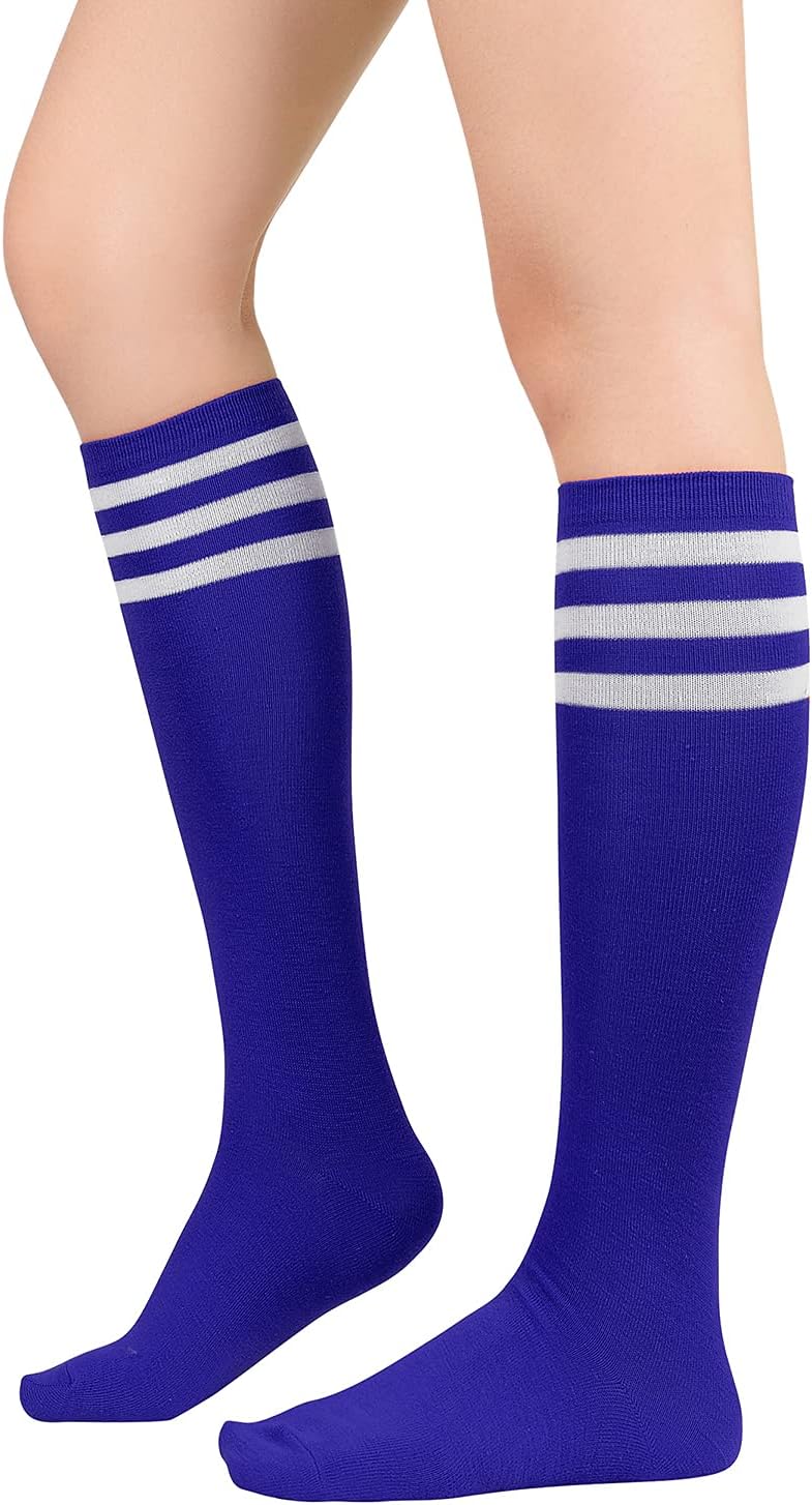 Zando Striped Knee High Socks for Women Athletic Running Long Tube Socks Casual Knee High Stockings - Image 1